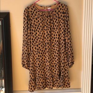 Cheetah Print Longsleeve Midi Dress